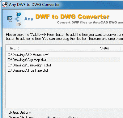 DWF to DWG Converter 2007 Screenshot 1