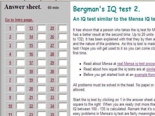 Bergmans IQ test Screenshot 1