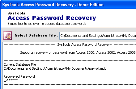 Access Password Recovery PROFESSIONAL Screenshot 1