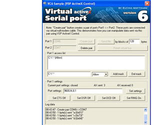 Eltima Virtual Serial Port AX Control Screenshot 1