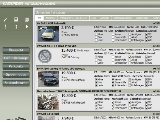 Carspider Autosuchprogramm Screenshot 1