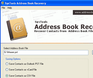 SysTools Address Book Recovery Screenshot 1