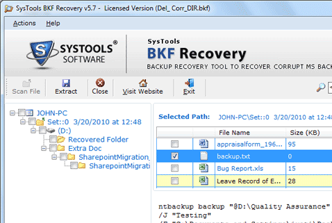 Repair .BKF Files Screenshot 1