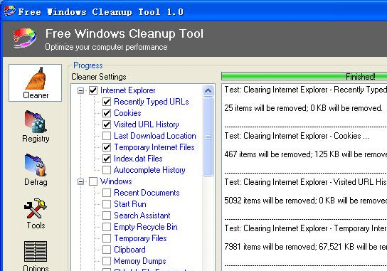 Free Windows Cleanup Tool Screenshot 1