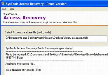 Recover Access DB Screenshot 1