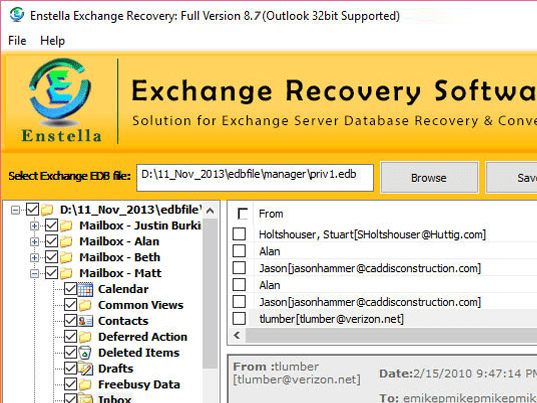 Export Exchange Mailbox to PST Tool Screenshot 1