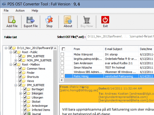 Recover OST File to Outlook Screenshot 1