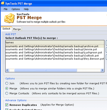 Merge PST Files 2007 Screenshot 1