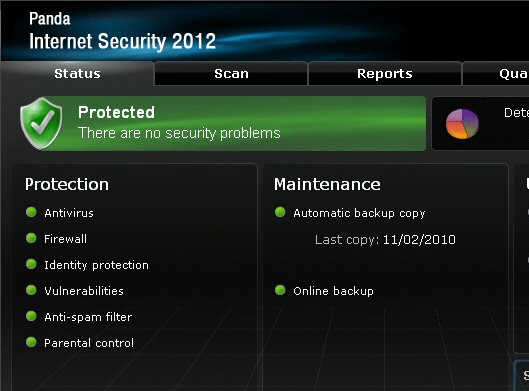 Panda Internet Security 2012 Screenshot 1
