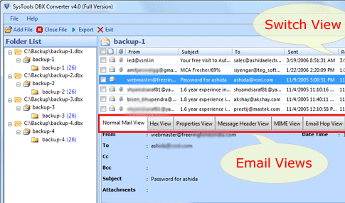 DBX Outlook Express to Outlook Screenshot 1