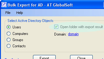 Bulk Export for Active Directory Screenshot 1