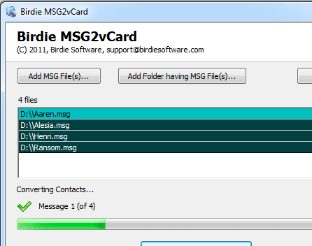 Convert MSG to VCF Software Screenshot 1