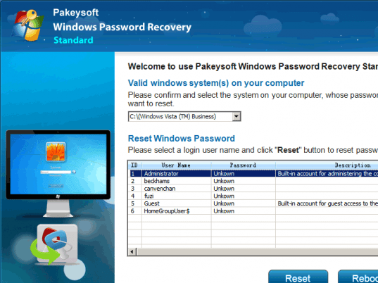 Remove Windows Vista Password Screenshot 1