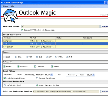 MS Outlook Conversion Screenshot 1