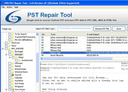 Outlook PST Email Extractor Screenshot 1