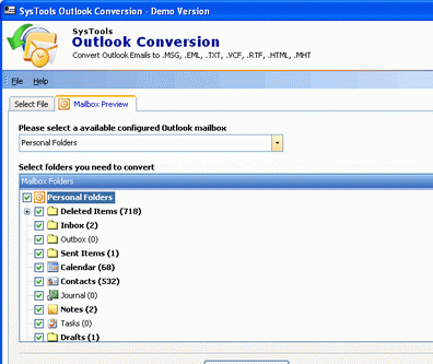 Outlook File Conversion Software Screenshot 1