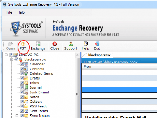 MS Exchange 2010 SP2 Recovery Database Screenshot 1