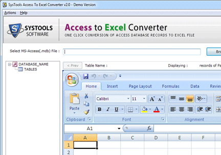 Easy Access to Excel Converter Software Screenshot 1
