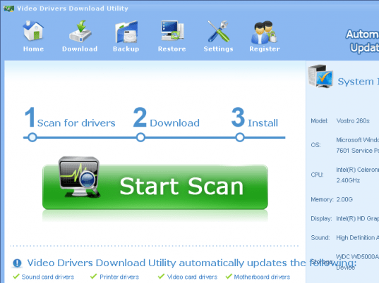 Video Drivers Download Utility Screenshot 1