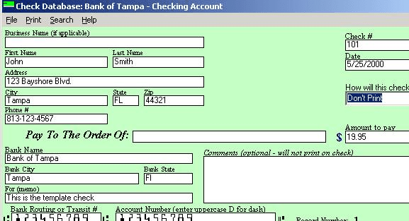 Check Printing Software 2000 Screenshot 1