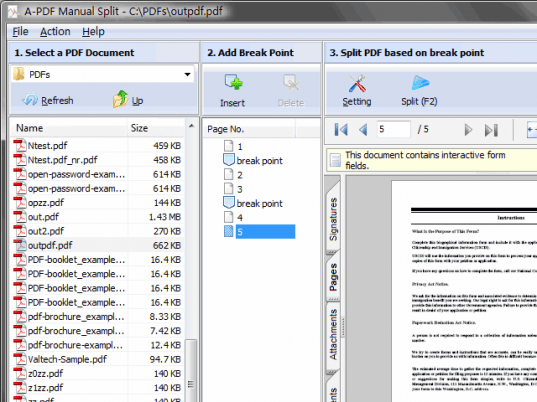 A-PDF Manual Split Screenshot 1