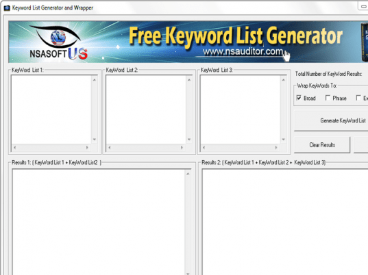 Free Keyword List Generator Screenshot 1