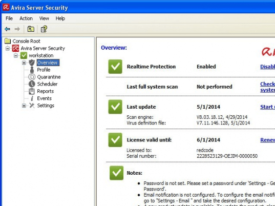 Avira Server Security Screenshot 1