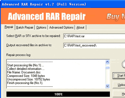 Advanced RAR Repair Screenshot 1