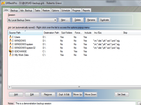 GRBackPro - Professional Backup Screenshot 1
