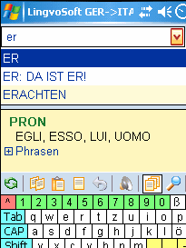 LingvoSoft Talking Dictionary German <-> Italian for Pocket PC Screenshot 1