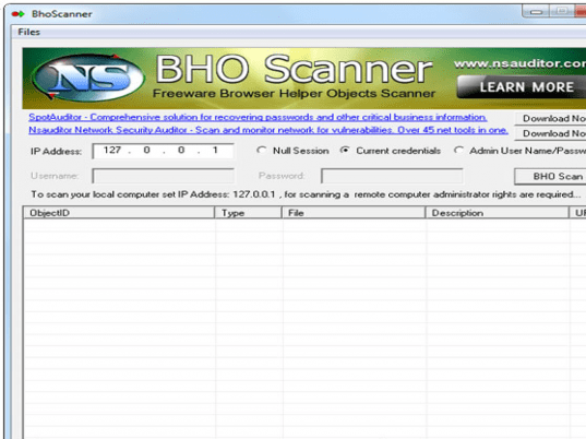 BhoScanner Screenshot 1