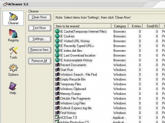 Privacy and Registry Cleaner Screenshot 1