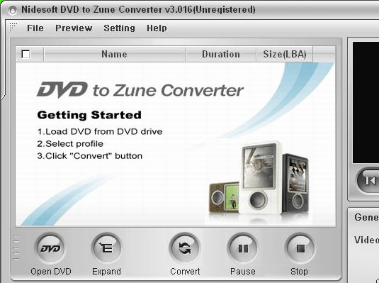 Nidesoft DVD to Zune Converter Screenshot 1