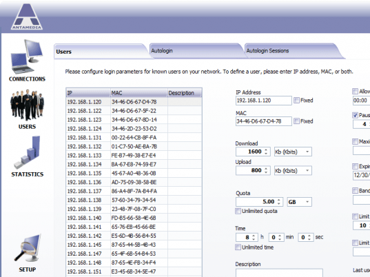 Antamedia Bandwidth Manager Software Screenshot 1