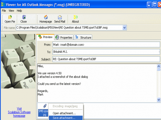 Viewer for MS Outlook Messages (.msg) Screenshot 1