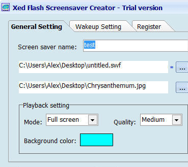 XED Flash Screensaver Creator Screenshot 1
