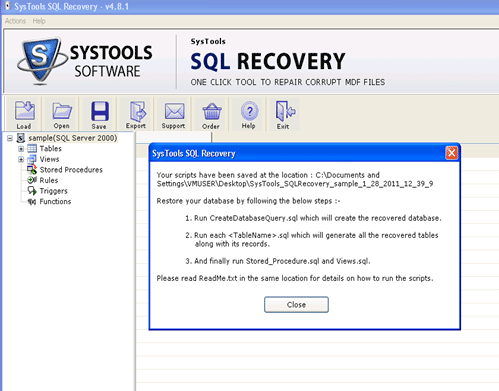 MDF Extension SQL Recovery Screenshot 1