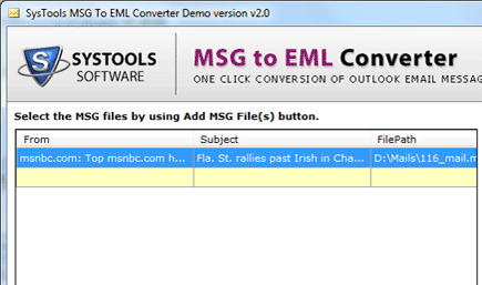 Outlook MSG to EML Converter Screenshot 1