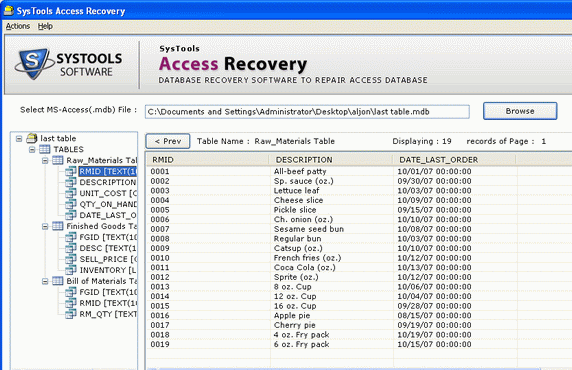 ACCDB File Recovery Screenshot 1