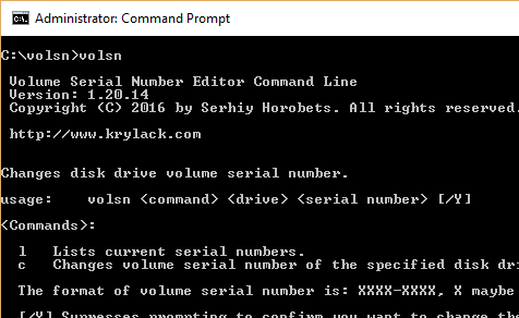 Volume Serial Number Editor Command Line Screenshot 1