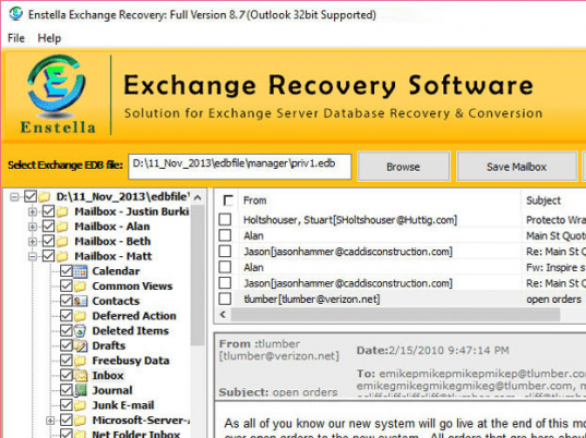 Exchange 2003 EDB to PST Screenshot 1