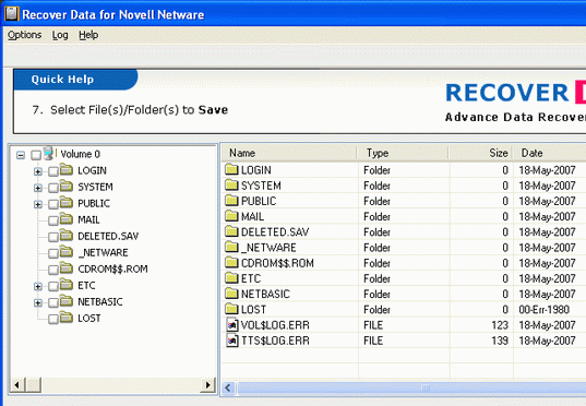 Novell Data Recovery Screenshot 1