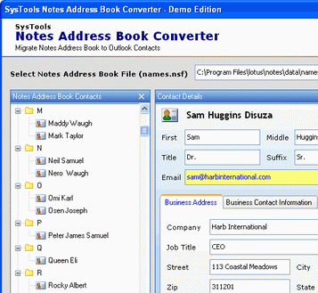 Export names.nsf to Outlook Screenshot 1