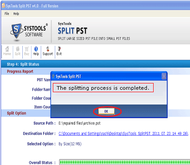 Outlook Split Software Screenshot 1