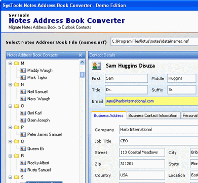 Lotus Contacts to Outlook Conversion Screenshot 1