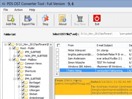OST File to PST File Conversion Screenshot 1