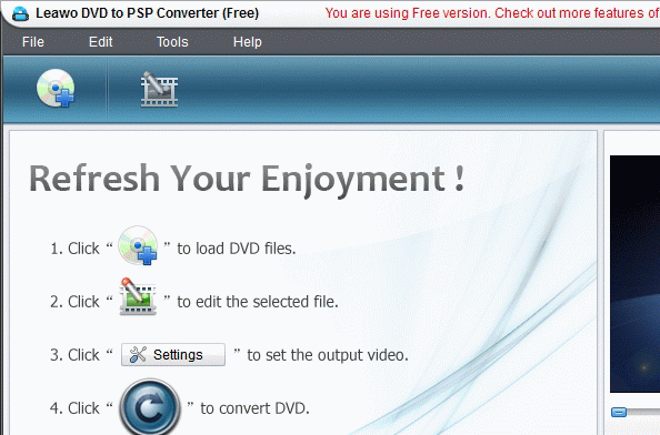 Leawo Free DVD to PS3 Converter Screenshot 1