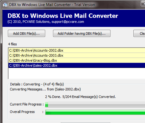 Import DBX to Windows Live Mail Screenshot 1