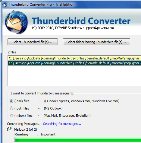 Thunderbird to Microsoft Outlook Screenshot 1