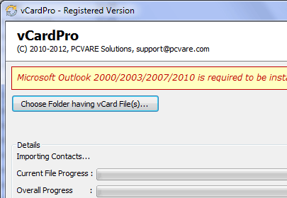Convert vCard to Outlook Screenshot 1